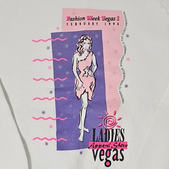 Vintage 1994 Las Vegas Fashion Week Crewneck Sweatshirt XL Made in USA 90s Graph - Picture 2 of 6